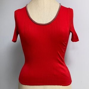 Alexander Wang Red Ribbed Top